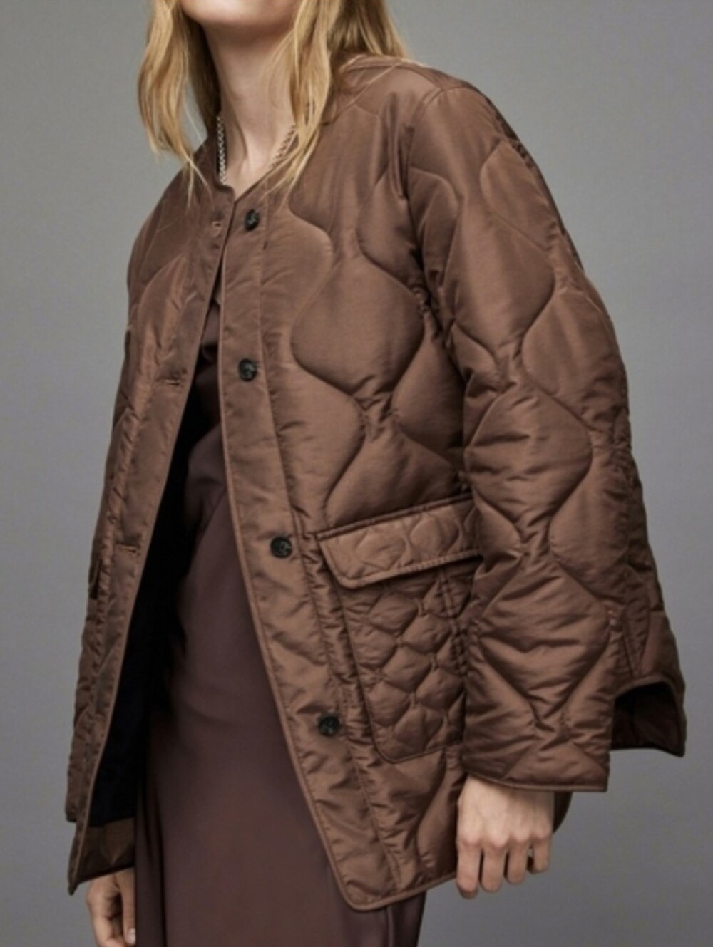 All Saints NWT Foxi Liner Jacket In Chocolate